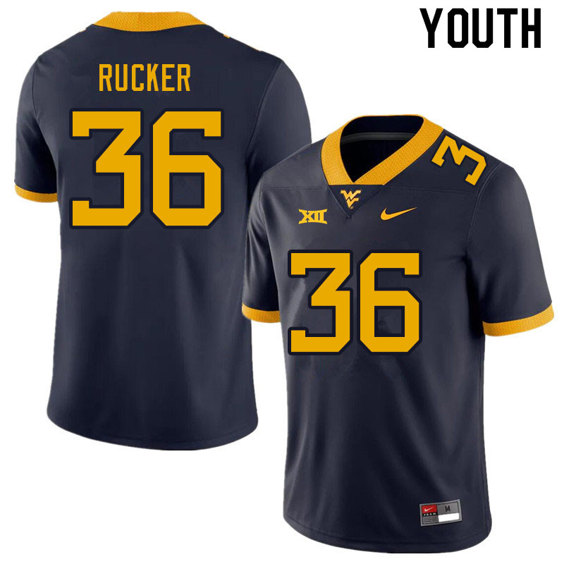 Youth #36 Markquan Rucker West Virginia Mountaineers College Football Jerseys Sale-Navy